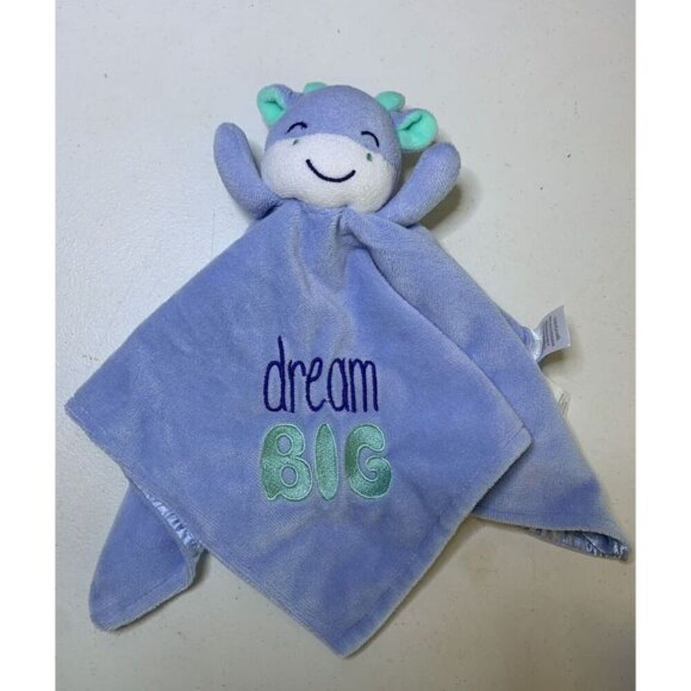 Dream Big Baby Starters  Blue Cow Rattle Baby Security Blanket Lovey‎